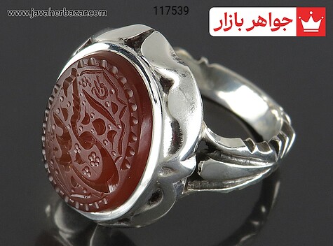 انگشتر نقره عقیق یمنی جذاب مردانه [حسبی الله]